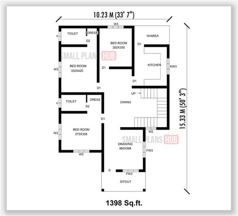 Kerala Style Three Bedroom Single Floor House Plans Under Sq Ft