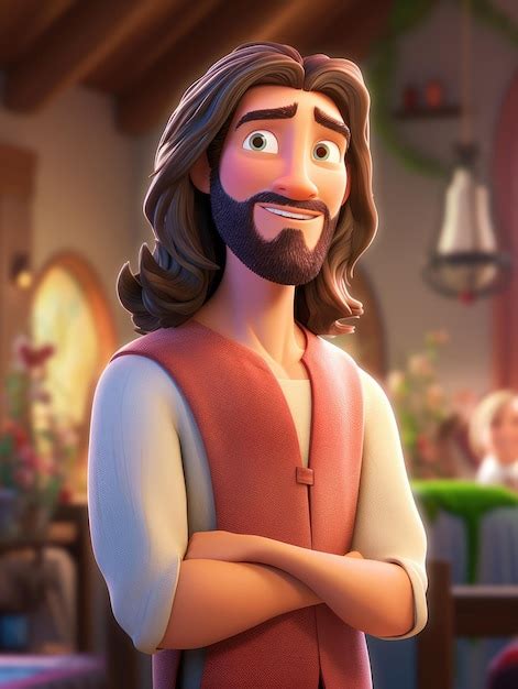 Retrato De Jesus No Estilo Pixar Foto Premium