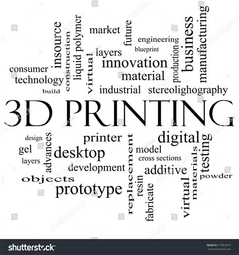 D Printing Word Cloud Concept Black Stock Illustration