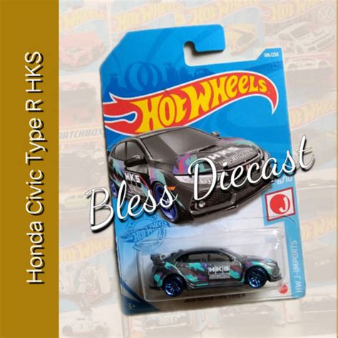 Jual Honda Civic Type R HKS Hot Wheels No Datsun Nissan Lamborghini Ford GT Biru Bisimoto