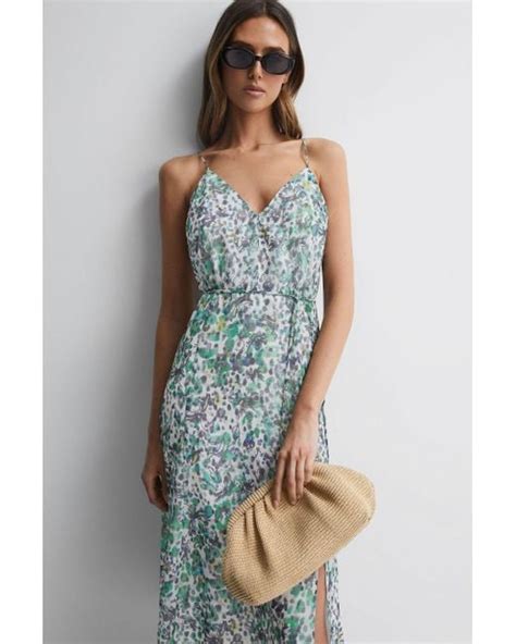 Reiss Pippa Blue Floral Printed Midi Dress Lyst