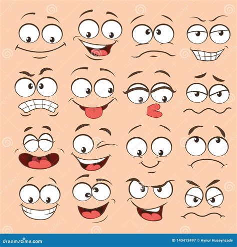 Face Expression Set Vector Illustration Emoticon Cartoon Stock Vector