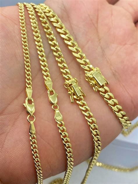 Genuine 14k Gold Miami Cuban Chains 3mm 375mm 45mm 55mm Etsy