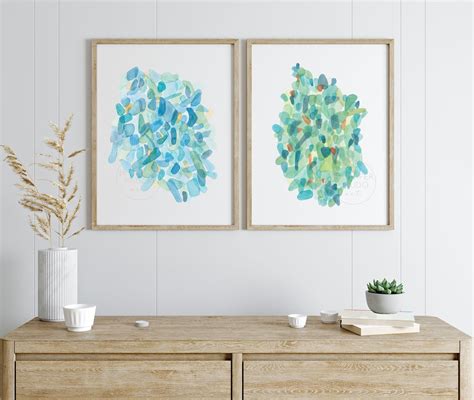 Sea Glass Wall Decor Sea Glass Wall Art Abstract Watercolor - Etsy