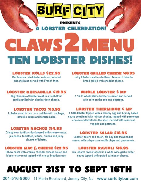 lobster-menu - Surf City Bar