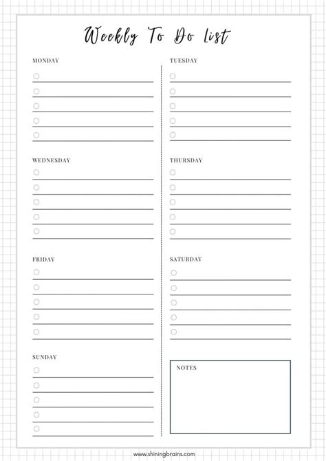 Free Printable Weekly To Do List