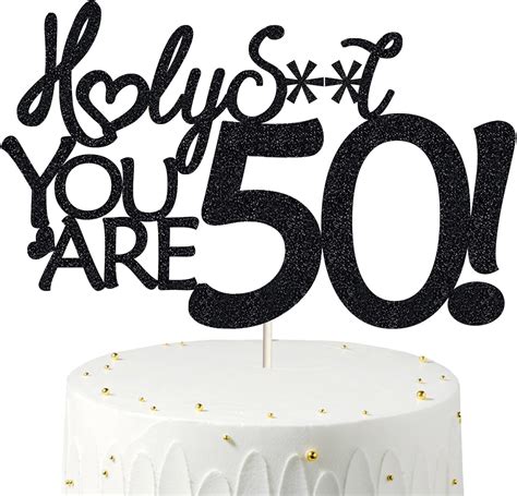 50 Birthday Cake Toppers Black Glitter Fifty Cake Topper 50 Cake