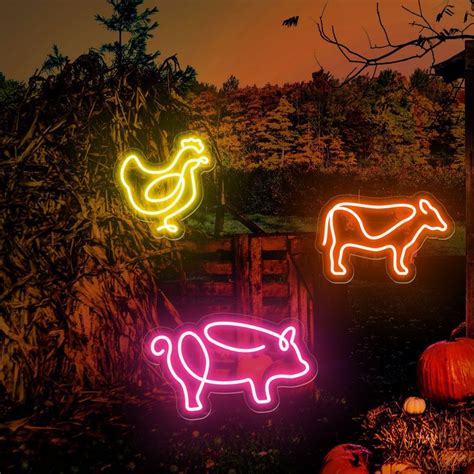 Rooster Sign Chicken Coop Sign Chicken Lover Cow Neon Sign Pig Neon