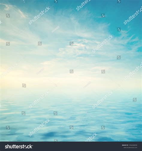 Calm Sea Ocean Blue Sky Background Stock Vector Royalty Free