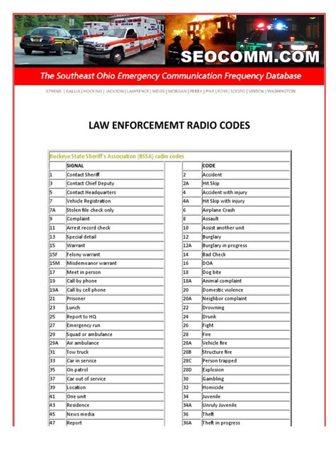 SEOCOMM.com - Law Enforcement Radio Codes | Sheriffs In The United States | Traffic