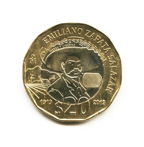 Moneda Conmemorativa De 20 Pesos Con La Imagen De Emiliano Zapata