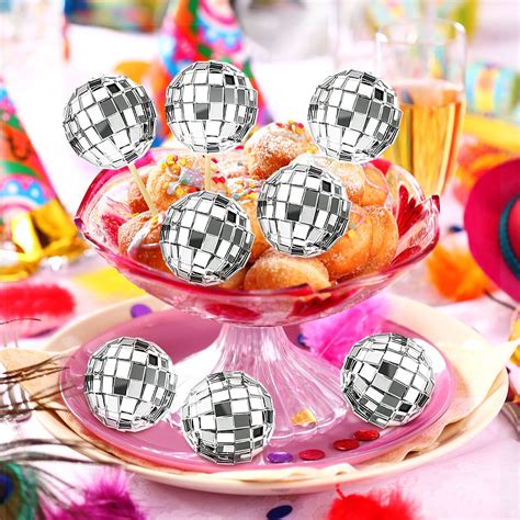 Buy Pieces Disco Ball Cake Toppers Mirror Disco Ball Cupcake Toppers