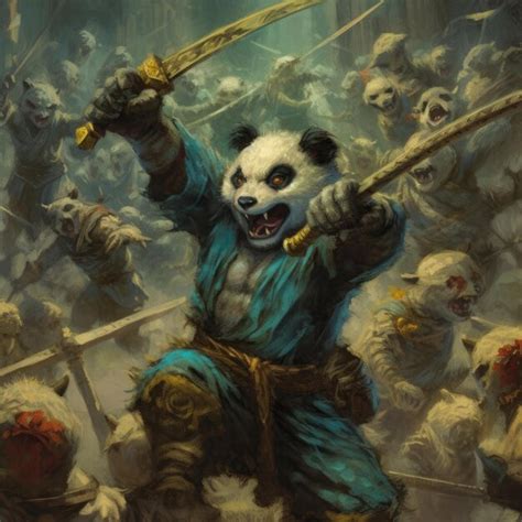 Kung fu panda zombis espeluznantes dibujos animados ilustración