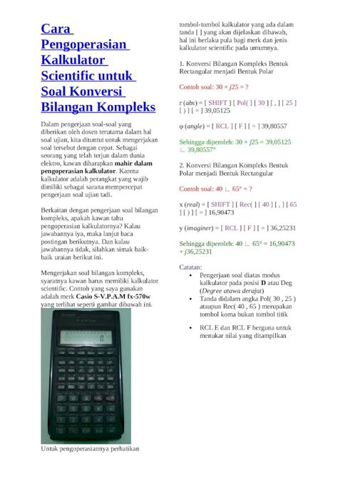 DOC Cara Pengoperasian Kalkulator Scientific Untuk Soal Konversi