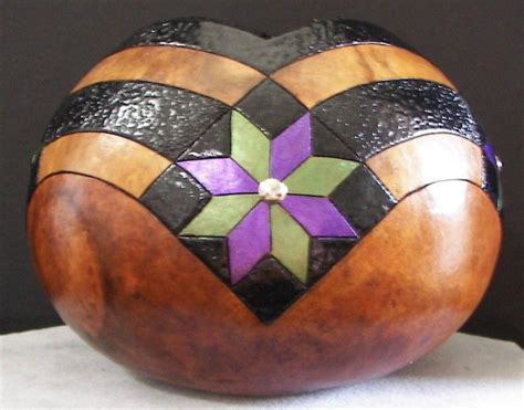 Gourd Geometric Star Pattern Geometric Star Gourds Crafts Carved Gourds