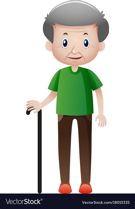 Old Man With Walking Stick Royalty Free Vector Image