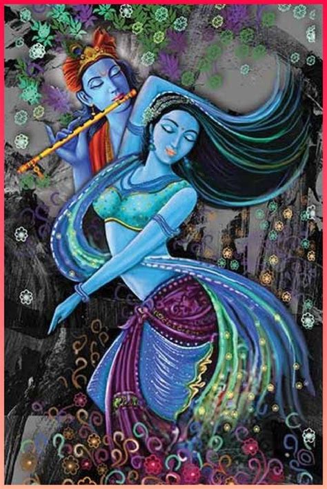 Radha Krishna Eternal Love Painting Handpainted Unframed