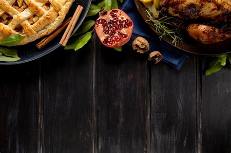 Free Photo Flat Lay Thanksgiving Food Border Assortment With Copy Space