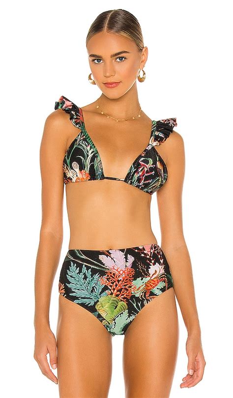 Patbo Oasis Ruffle String Bikini Top In Black Revolve