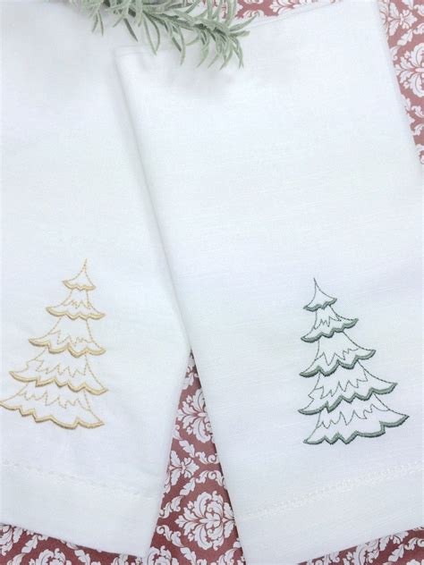 SALE Christmas Tree Embroidered Cloth Napkins Sale Blackfriday