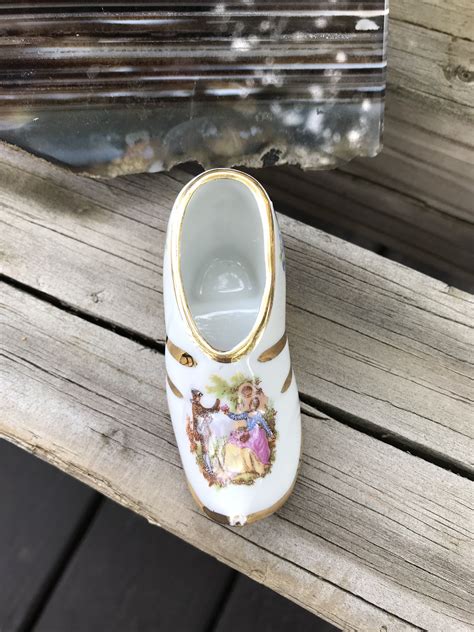 Vintage Hand Painted Limoges France Porcelain Victorian Shoe