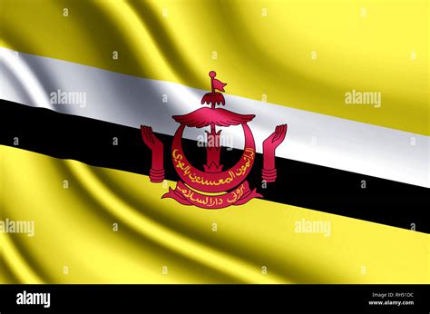 Brunei Modern And Realistic Closeup 3d Flag Illustration Perfect For