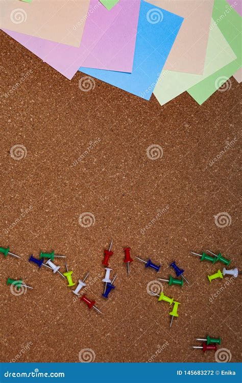 Corkboard with notes stock photo. Image of cork, label - 145683272