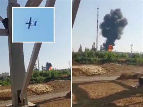 Russian Oil Refinery Ablaze After Reported Hit From Ukrainian Drone Newsweek