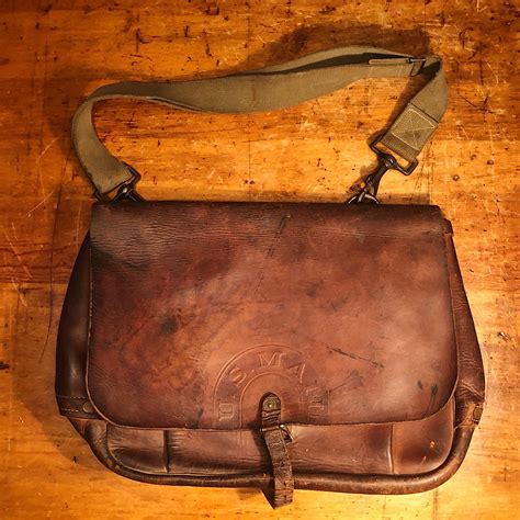 Vintage Us Mail Leather Bag Dated 1943 Bona Allen Mad Van Antiques