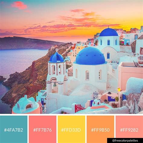 Santorini Greece Colorful Vacation Color Palette Inspiration