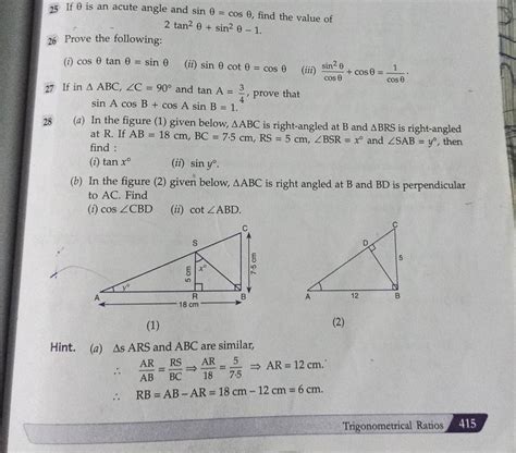 If Is An Acute Angle And Sin Cos Find The Value Of Tan Sin