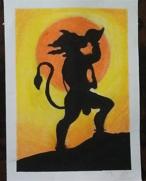 Hand Made Lord Hanuman Ji Oil Pastel Drawing Etsy