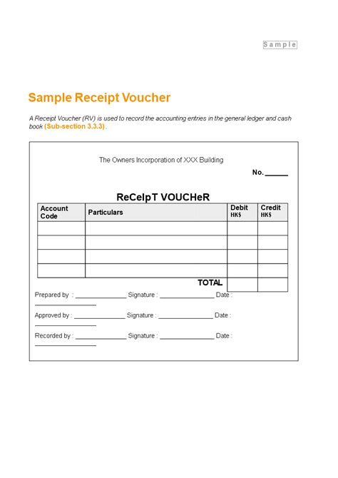 Receipt Voucher Format Template