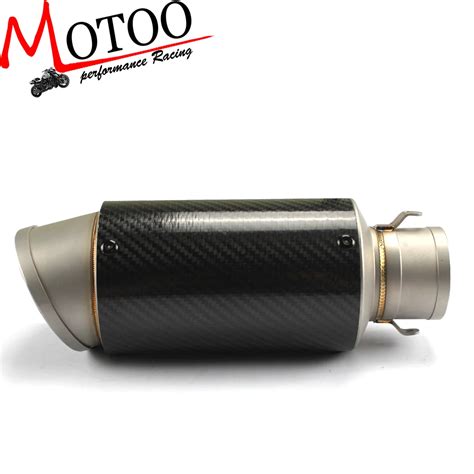 Motoo Universal Motorcycle Full Carbon Fiber Muffler Slip On Exhaust