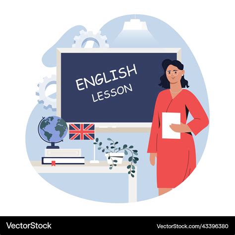 English Teacher At Blackboard Royalty Free Vector Image