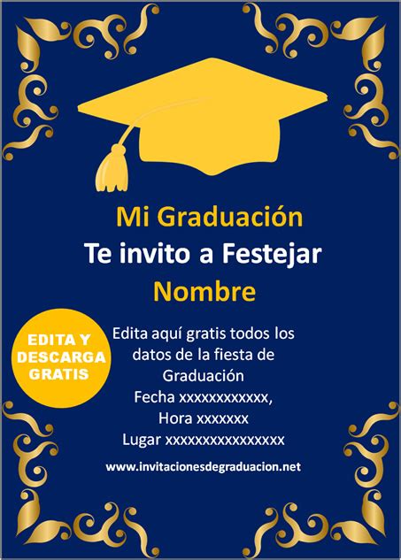 Las Mejores Invitaciones de Graduación Universitaria para editar gratis