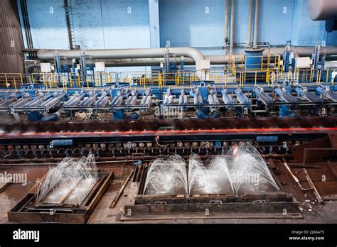 Metallurgical Factory In Germany Hot Rolled Metal Conveyor Sheet Steel Production Stock Photo