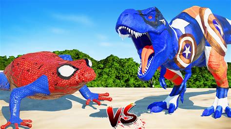 Jurassic World Evolution SpiderMan Frog Vs Captain T Rex Dinosaurs