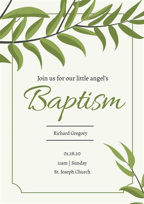 Printable Templates Of Baptism Invitations Online Free Fotor