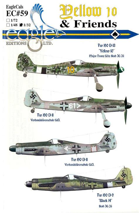 EagleCals Decals 1 32 FOCKE WULF Fw 190D Fighter Yellow 10 Friends EBay