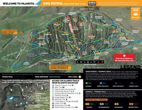 Trail Map - Pajarito Mountain Ski Area | Ski area, Mountain bike trails ...