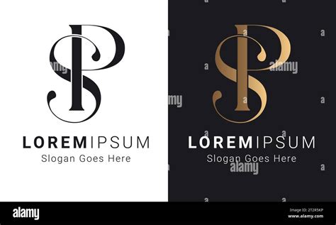 Luxury Initial SP Or PS Monogram Text Letter Logo Design Stock Vector