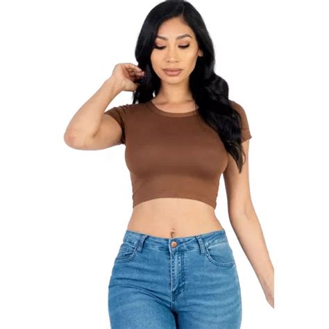 Short Sleeve Roundneck Crop Top