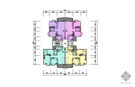 塔式多层一梯四户户型图87676990 建筑户型图 筑龙建筑设计论坛