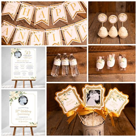 Golden Anniversary Centerpiece Printable 50th Anniversary