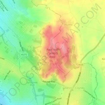 Park Hall Country Park topographic map, elevation, terrain