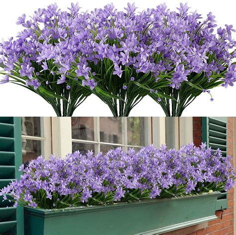 Grnshts Bundles Outdoor Artificial Fake Flowers Uv Resistant Shrubs