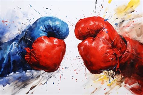 Premium Ai Image Watercolor Boxing Gloves On A White Background