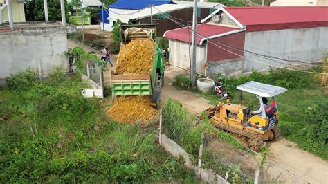 First New Project Komatsu Bulldozer D20P And Dump Truck 5T Pushing