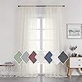 Amazon Ovzme White Sheer Curtains Inches Long Panel Set